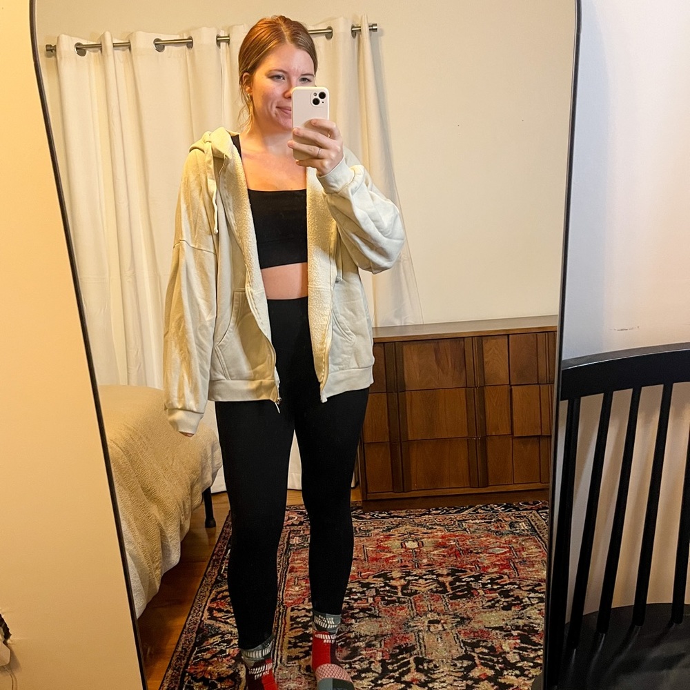 Neutral Oversized Zip Hoodie